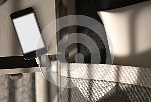 Illuminated Cellphone Next To Bed