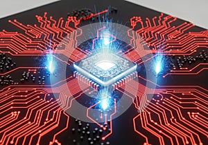 Illuminated central processing unit on circuit board