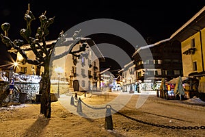 Illuminated Central Square of Megeve