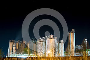 Illuminated Chemical Plant at night