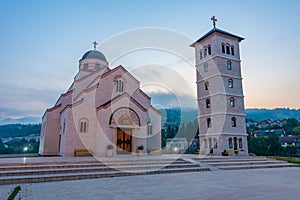 Illuminated church of Saint Tzar Lazarus in Andricgrad, Visegrad