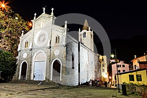 Illuminated Church in the Village of Riomaggiore