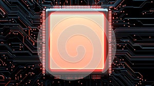 Illuminated circuit board, a closeup look at electronic components, complex wiring, and the flow of electricity in modern