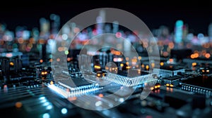 An illuminated circuit board with communication links visible representing the edgecloud infrastructure that facilitates