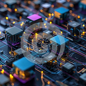 Illuminated Circuitry: A Close-Up of Advanced Microchip Technology photo