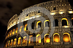 Illuminated Coliseum at night, Rome