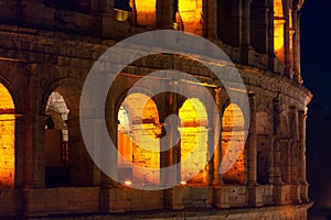 Illuminated Colosseum arches