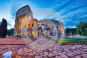 Illuminated Colosseum at Dusk, Rome