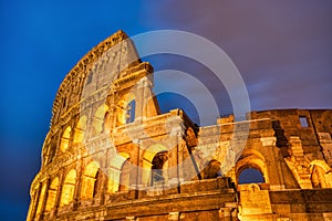 Illuminated Colosseum at Dusk, Rome