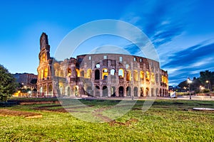 Illuminated Colosseum at Dusk, Rome