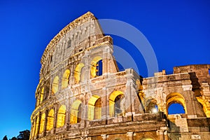 Illuminated Colosseum at Dusk, Rome