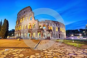 Illuminated Colosseum at Dusk, Rome