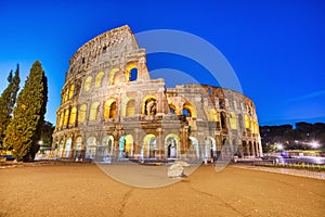 Illuminated Colosseum at Dusk, Rome