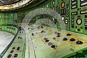 Illuminated control room of a power plant