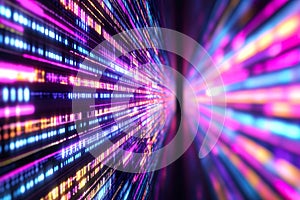 Illuminated Data Stream Abstract Digital Information Conveying Data Flowing Through Network