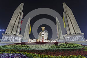 Illuminated Democracy Monument in Bangkok