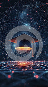 Illuminated digital cap in starry cosmic network