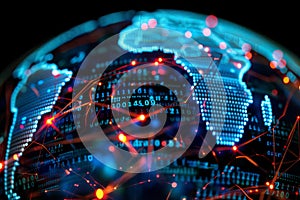 Illuminated digital globe veins of communication pulsing with the rhythm of data