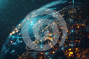 Illuminated digital globe veins of communication pulsing with the rhythm of data