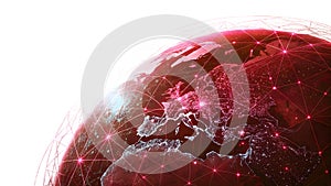 Illuminated Digital Globe Visualizing a Global Network and Interconnected World