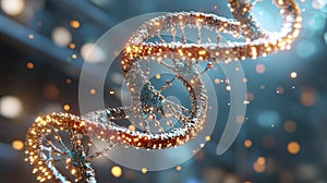 Illuminated DNA Helix: Microscopic 3D Render of Glowing Genetic Code