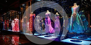 Illuminated Elegance: Sparkling Dress Display Captivates Behind Glass