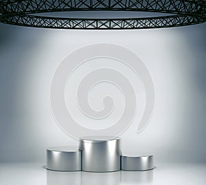 Illuminated empty stage podium