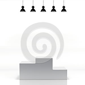 Illuminated empty stage podium