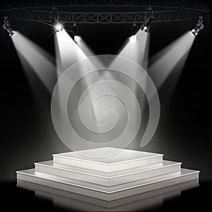 Illuminated empty stage podium