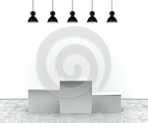 Illuminated empty stage podium