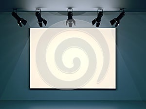 Illuminated empty stage podium