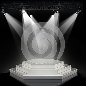 Illuminated empty stage podium