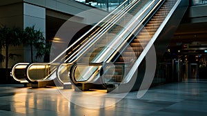 Illuminated Escalators in Modern Interior