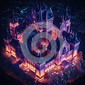 Magnificent aerial view of fantasy castle photo