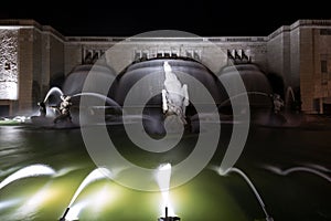 Illuminated fountain in the Jardim da Alameda, Lisbon