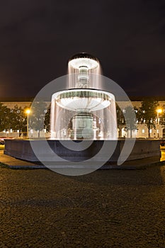 Illuminated fountain in Munich, Germany