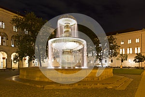 Illuminated fountain in Munich, Germany