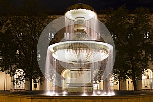 Illuminated fountain in Munich, Germany