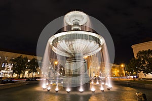 Illuminated fountain in Munich, Germany