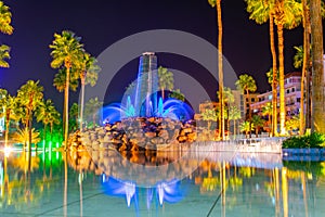 illuminated fountain on a roundabout of princess Haya in Aqaba, Jordan