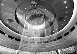 illuminated fountain waterfall decoration with no people