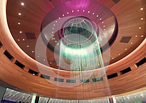 illuminated fountain waterfall decoration with no people