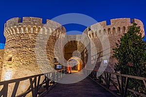 Illuminated Gate leading to Kalemegdan fortress in Belgrade, Ser