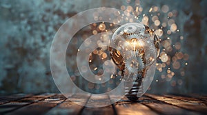 The illuminated gear lightbulb.AI generated image
