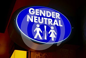 Illuminated Gender Neutral restroom sign