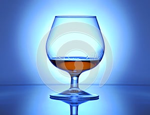 Illuminated glass with cognac