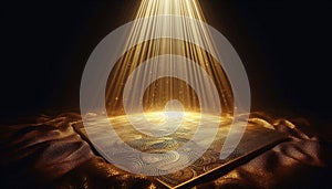 Golden Light Stage Backdrop Spotlight Display: Luxurious Elegance and Textured Design