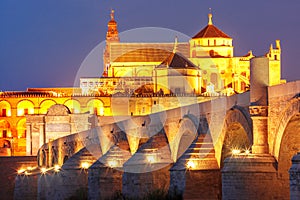 Illuminated Great Mosque Mezquita, Cordoba, Spain photo