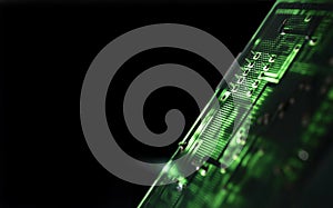 Illuminated green electronic circuit board