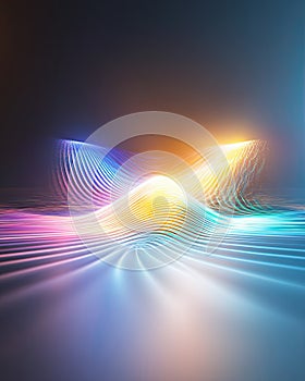 Illuminated Grid Representing Dynamic Tensor Fields With Arrows and Color Gradients in 3D Space photo